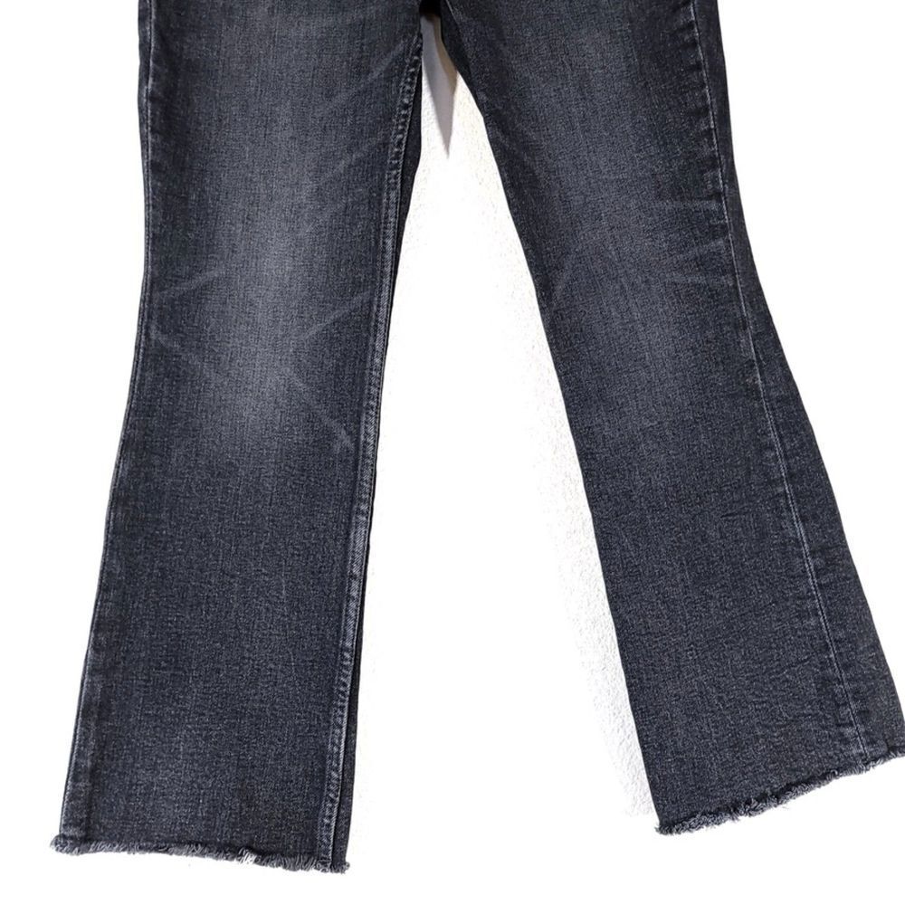 ZARA 90s Raw Hem High Rise Cropped Kick Flare Jeans Washed Black Denim 2 y2k - Picture 4 of 8